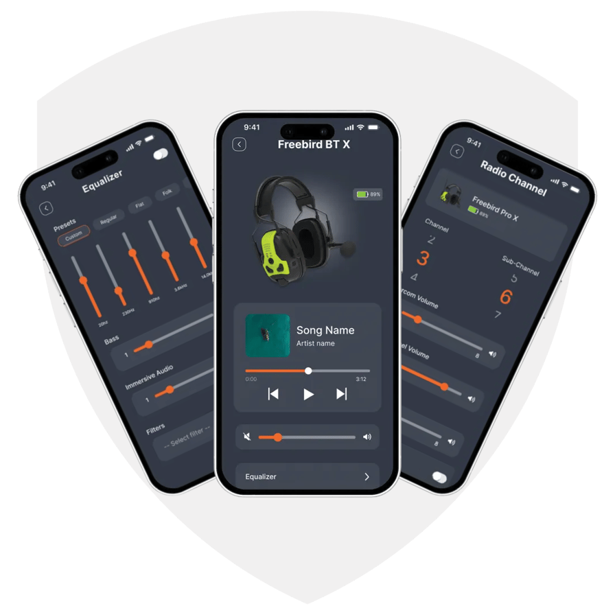 En bild på tre telefoner som visar appen Guardio Connect